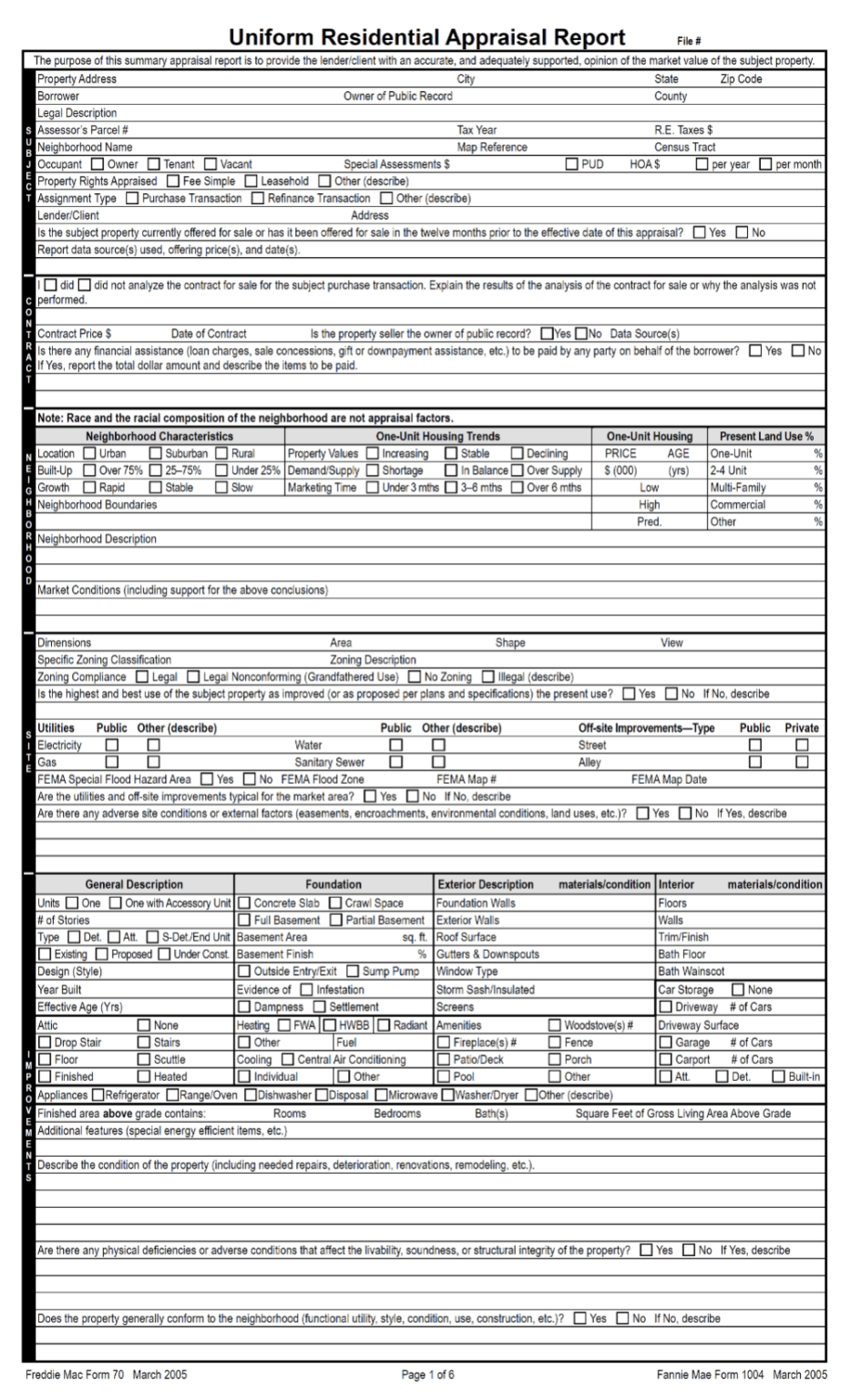 1004-appraisal-form-uniform-residential-appraisal-report-urar