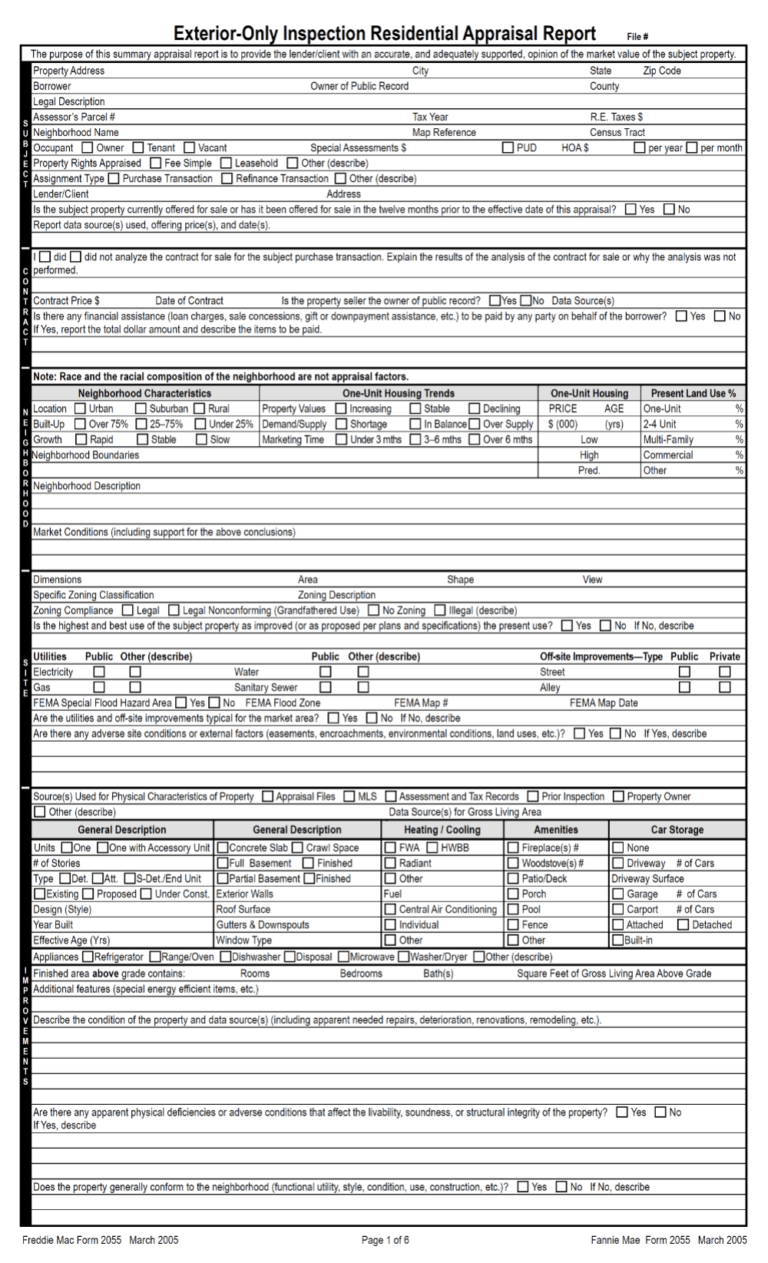 2055 Appraisal Form - Exterior-Only Single-Family Residence - Realvals