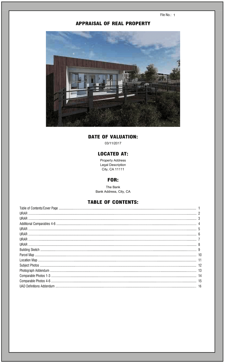 Uniform Residential Appraisal Report Example (Form 1004 Sample) - Realvals